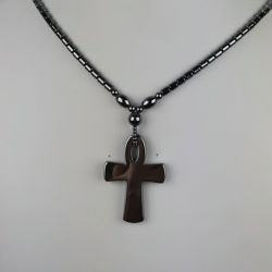 Hematitový náhrdelník - egyptský kříž