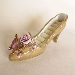 Porcelánový stojánek na prsteny - zlatavý